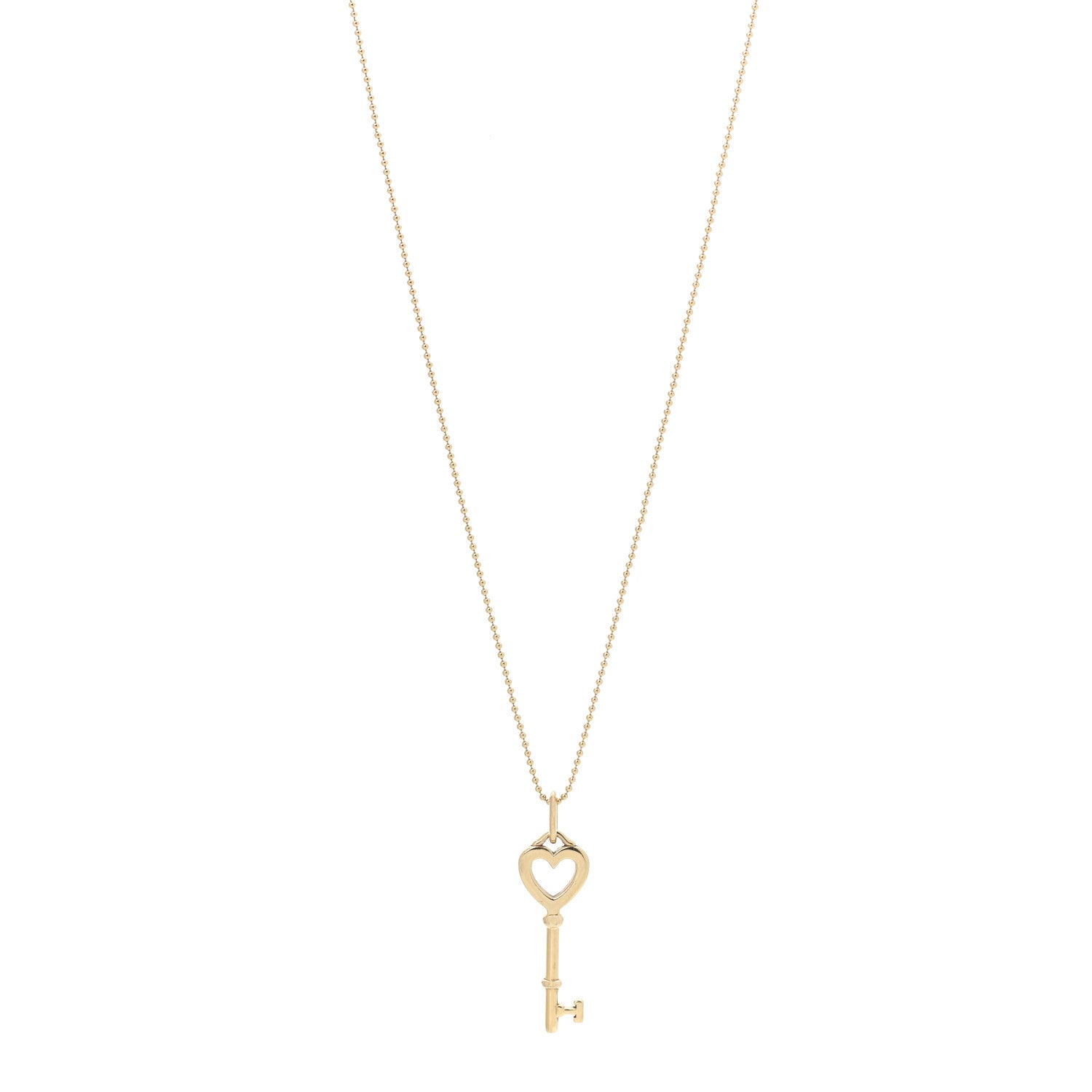 Tiffany 18K Yellow Gold Mini Heart Key Pendant Necklace 1 of 6