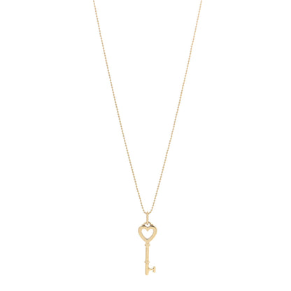 Tiffany 18K Yellow Gold Mini Heart Key Pendant Necklace 1 of 6