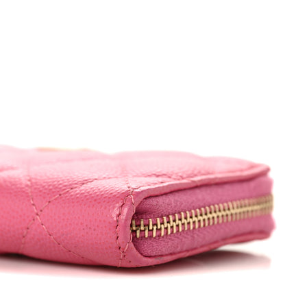Chanel Caviar Quilted Zipped Key Holder Case Pink 8 of 9