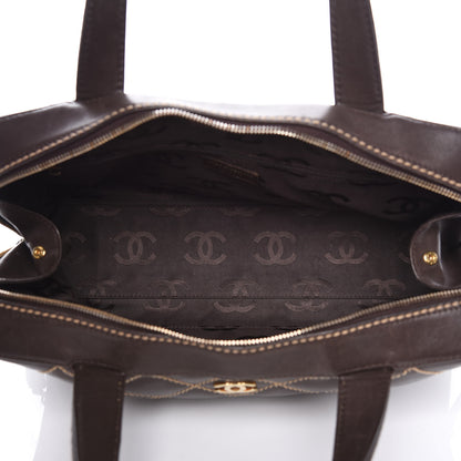 Chanel Calfskin Wild Stitch Top Handle Bag Brown 6 of 19
