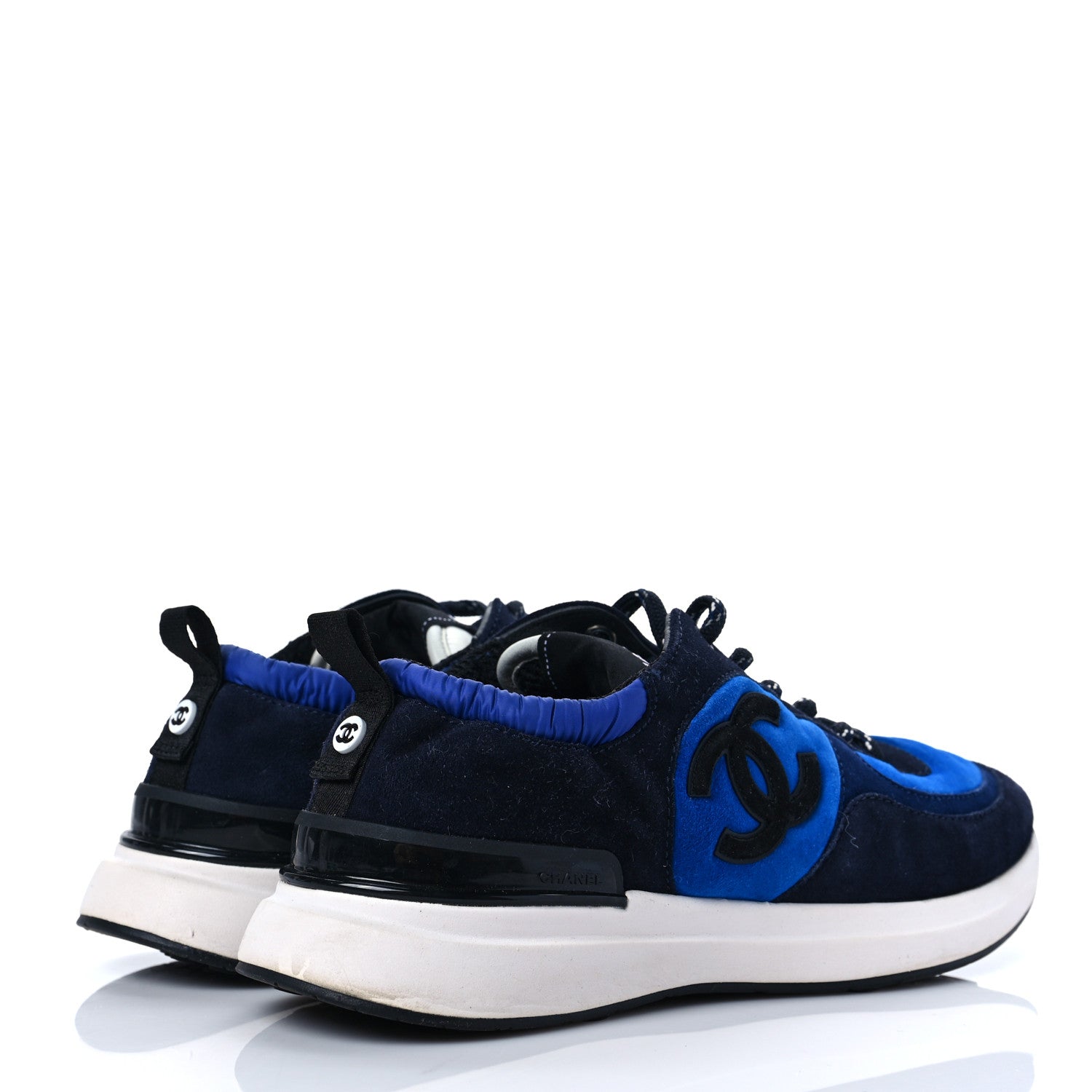 Chanel Suede Calfskin CC Sneakers 38 Blue Navy Dark Navy 4 of 8