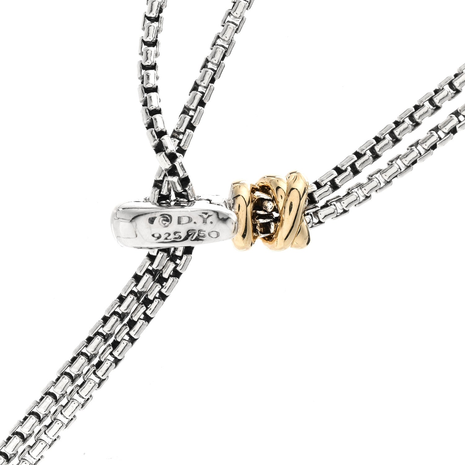 David Yurman Sterling Silver 18K Yellow Gold Diamond Petite Helena Y Necklace 5 of 5