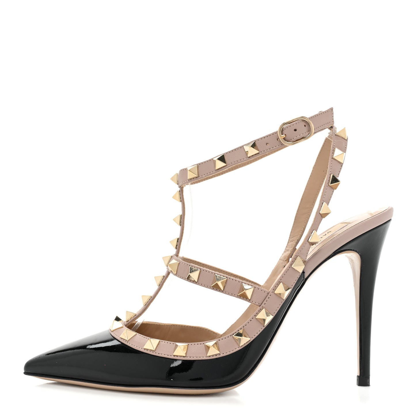 Patent Nappa Rockstud Ankle Strap 100mm Pumps 39 Black Poudre