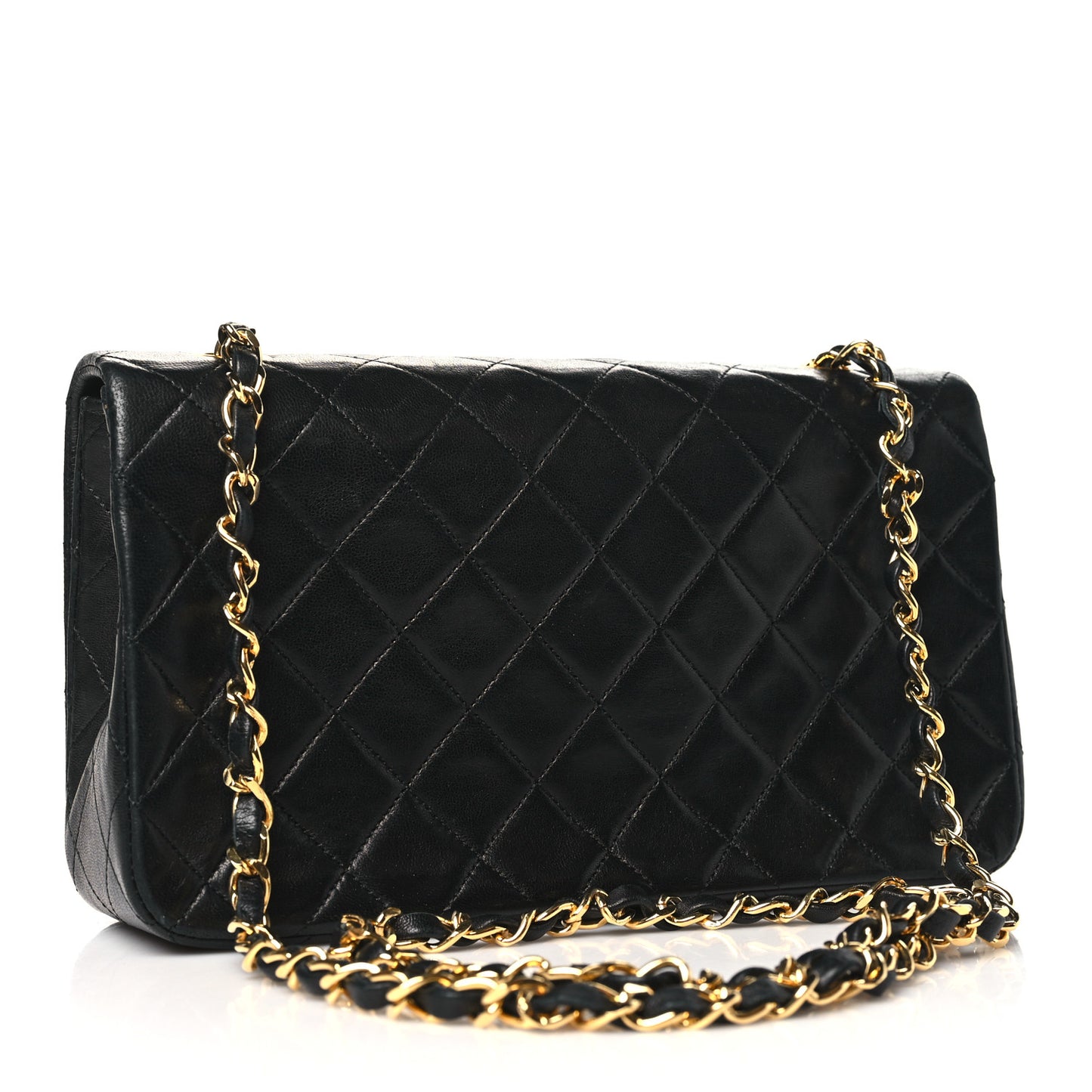 Lambskin Quilted Small Single Flap Black