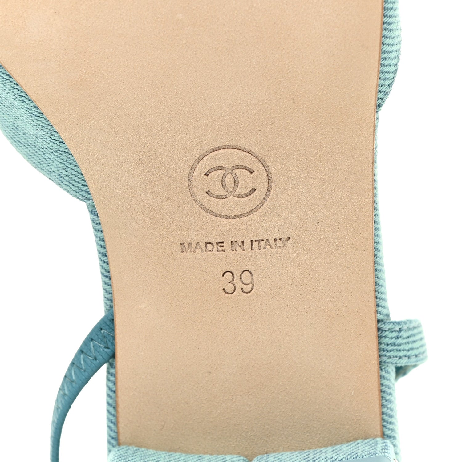Chanel Denim Cap Toe CC Slingback Flats 39 Blue 9 of 11