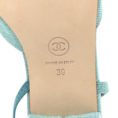 Chanel Denim Cap Toe CC Slingback Flats 39 Blue 9 of 11