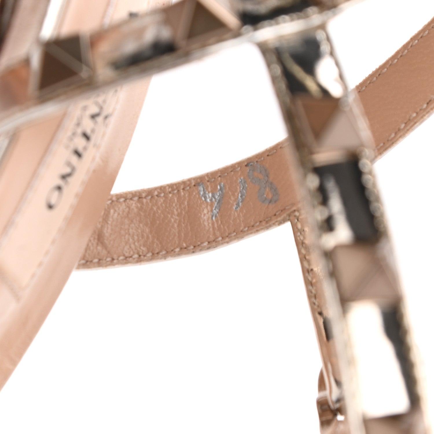 Valentino Garavani Metallic Pebbled Calfskin Rockstud Ankle Strap 65mm Pumps 37.5 Skin 9 of 9