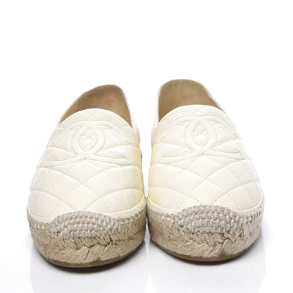 Chanel Lambskin Quilted CC Espadrilles 36 Ivory 3 of 11
