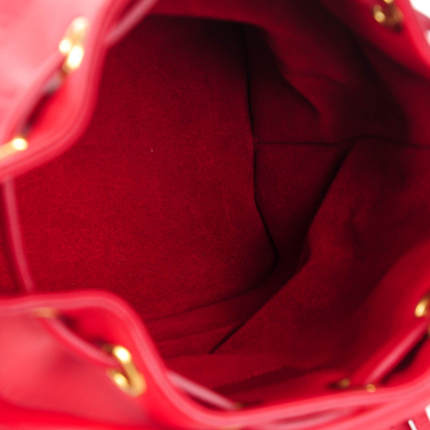 Saint Laurent Calfskin Tri-Color Small Emmanuelle Fringe Bucket Bag Red Bubblegum Purple 5 of 7