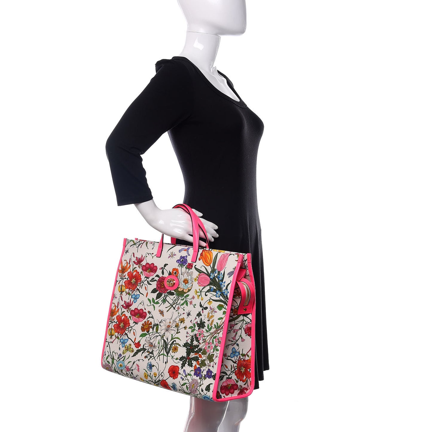 Canvas Large Flora Tote Pink Multicolor Fuchsia