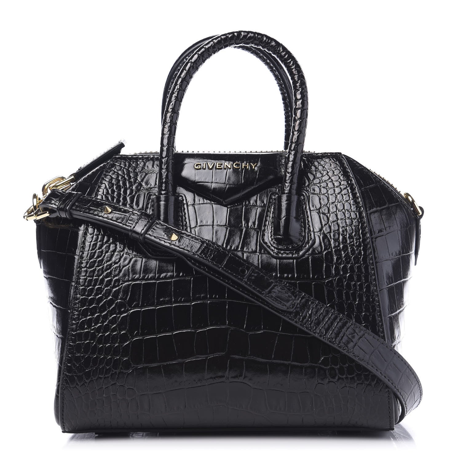 Givenchy Calfskin Crocodile Embossed Mini Antigona Black 1 of 11