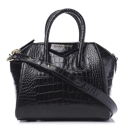 Givenchy Calfskin Crocodile Embossed Mini Antigona Black 1 of 11