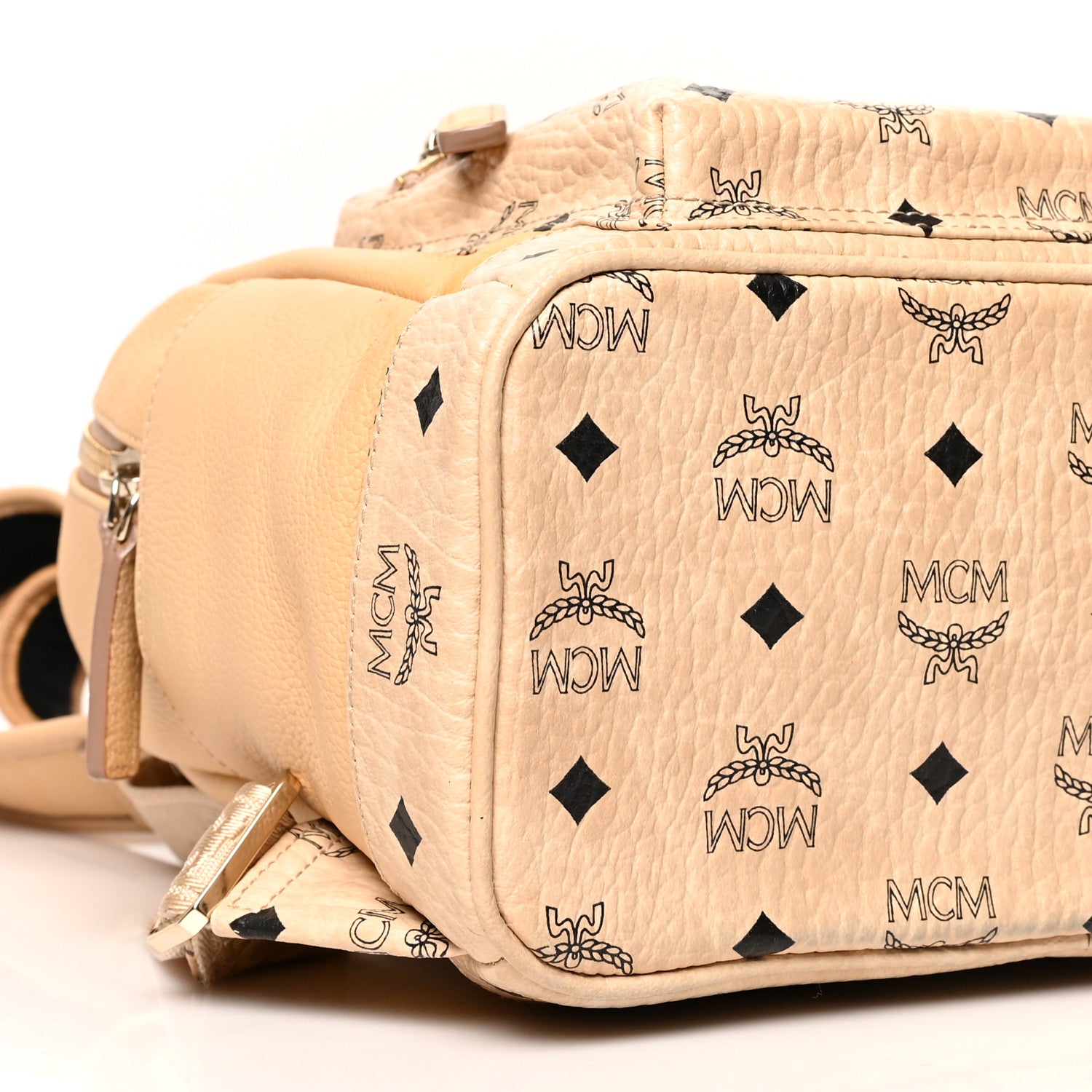 MCM Calfskin Visetos Small Backpack Beige 8 of 10