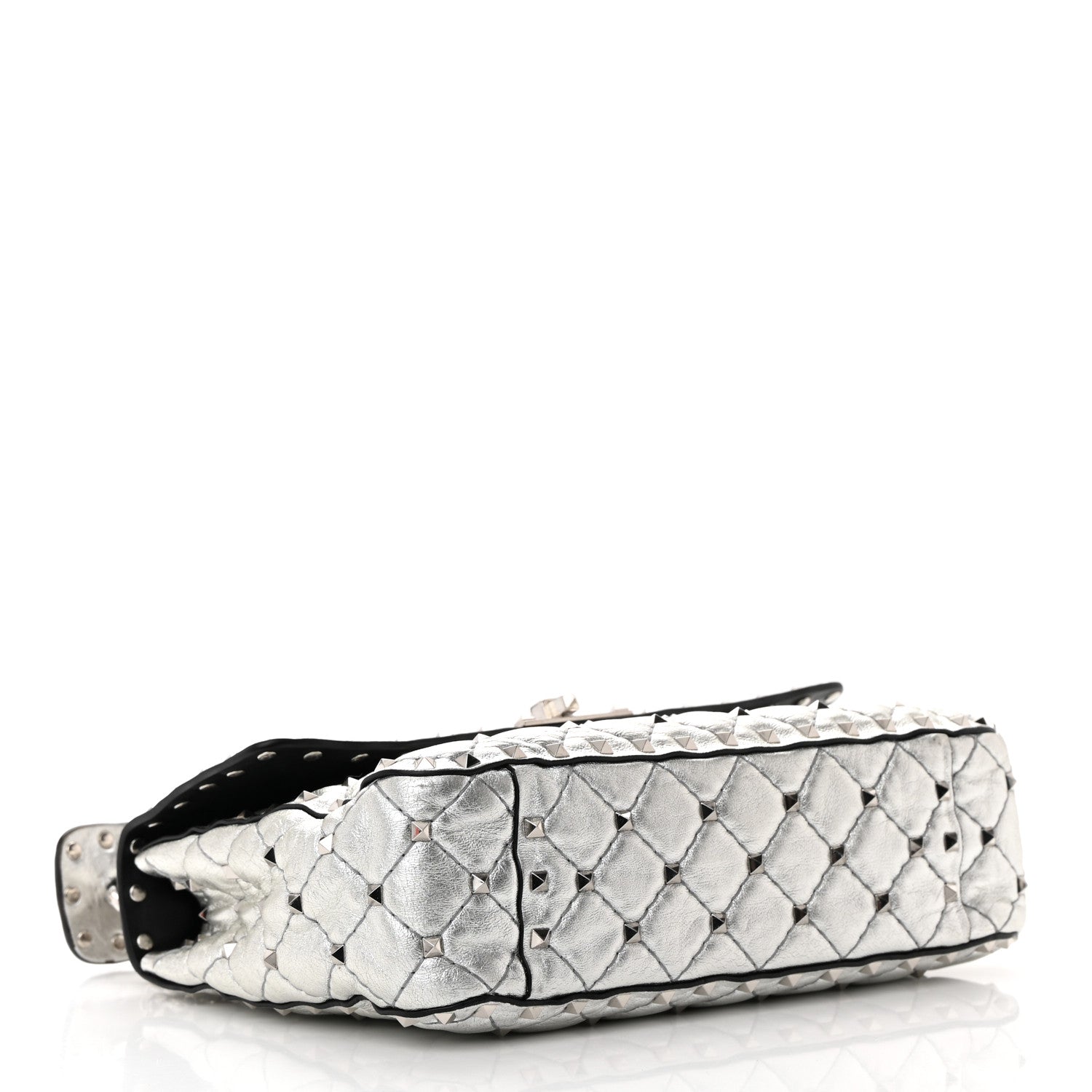 Valentino Garavani Metallic Nappa Medium Rockstud Spike Shoulder Bag Silver 4 of 17