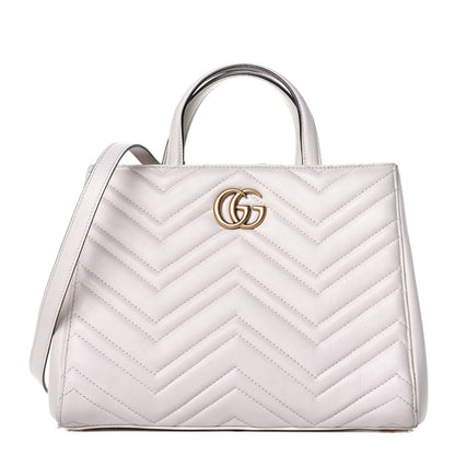 Gucci Calfskin Matelasse Small GG Marmont Tote White 1 of 10