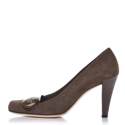 Gucci Suede Patent Lambskin Hysteria Medallion Pumps 8 Dapple 1 of 11