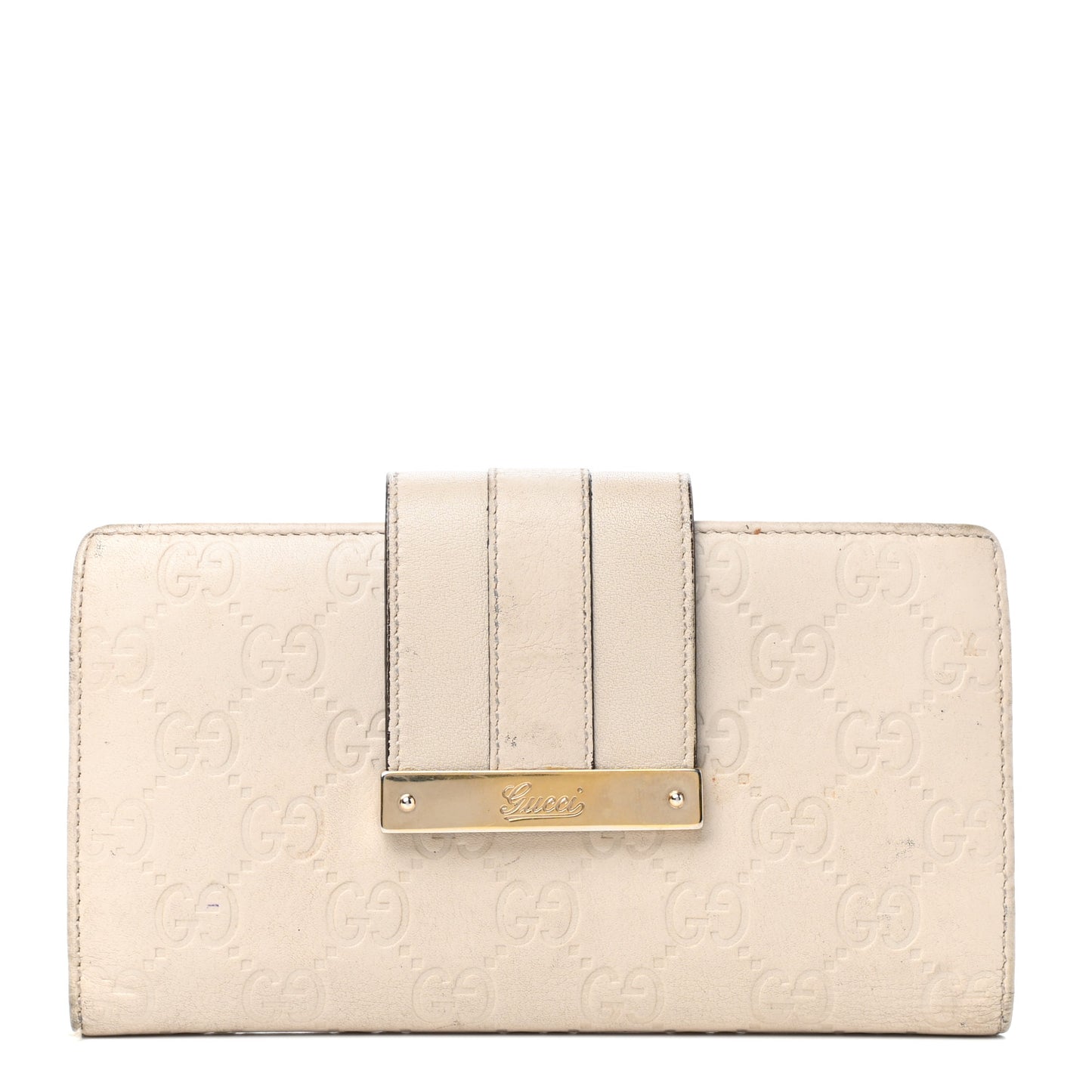Guccissima Ladies Web Long Wallet Off White