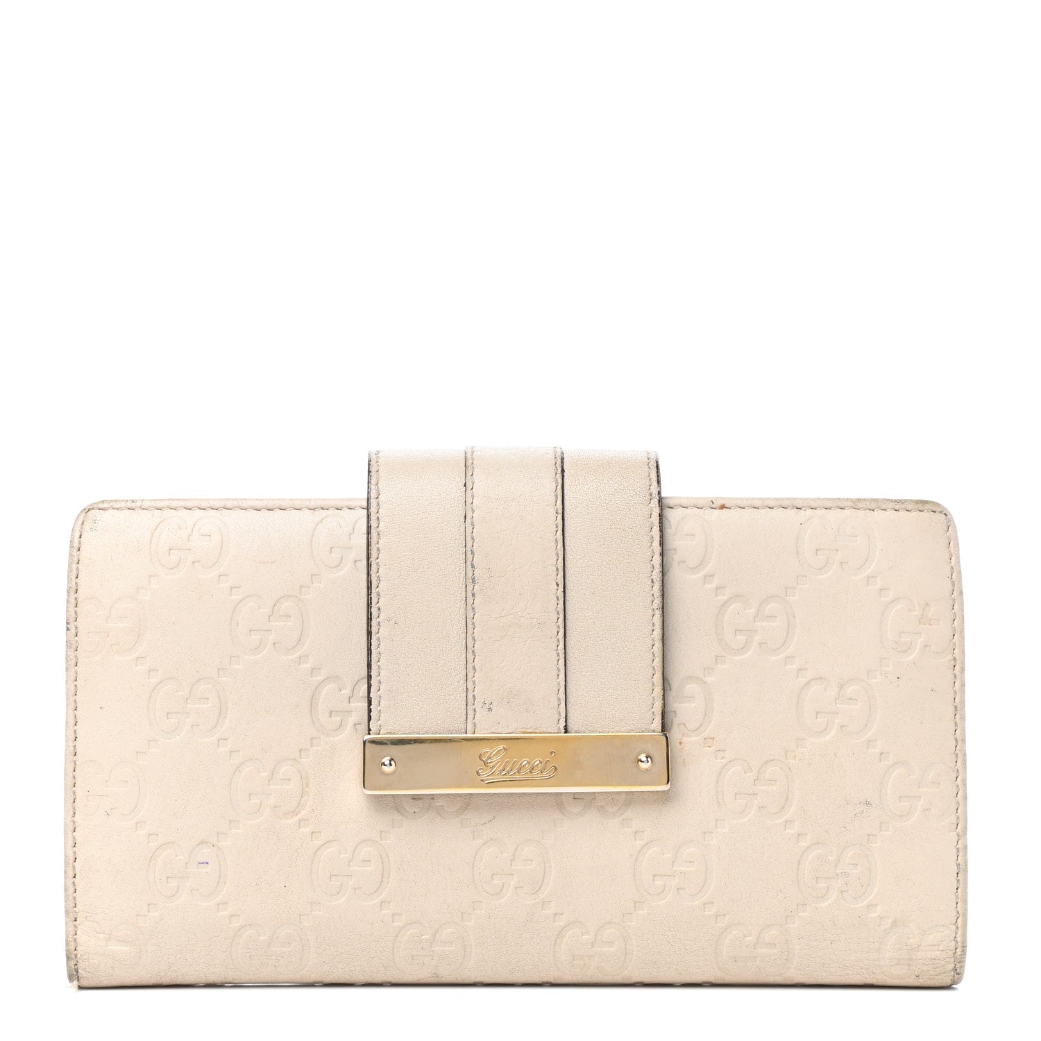 Gucci Guccissima Ladies Web Long Wallet Off White 1 of 9