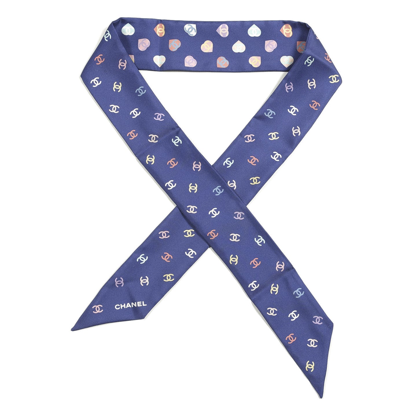 Silk Heart CC Slim Bandeau Scarf Blue Multicolor