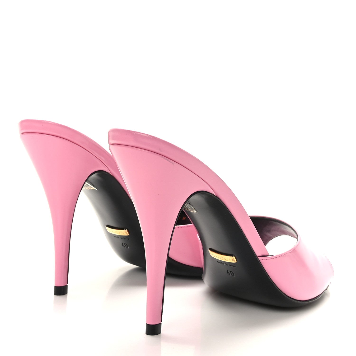 Gucci Patent Calfskin High Heel Slides Pink Plexi 40 4 of 8