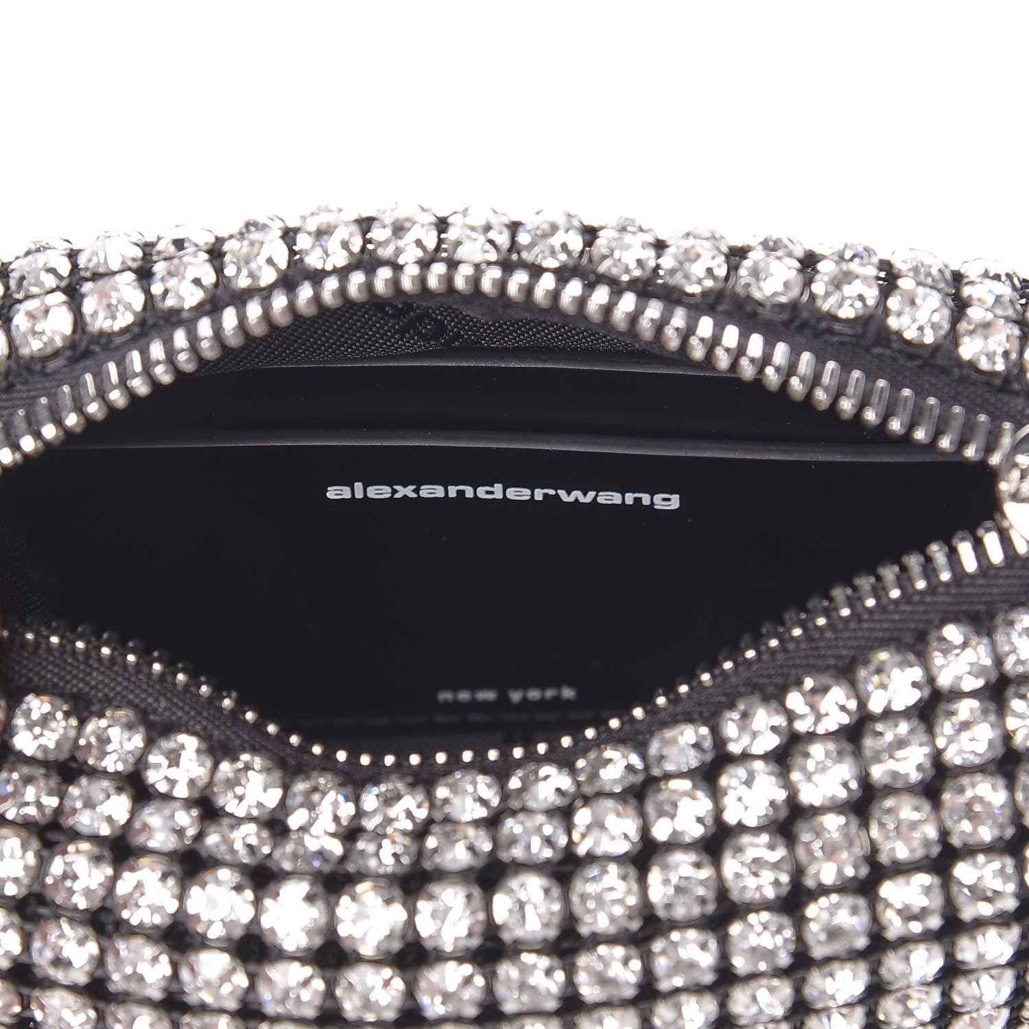 Alexander Wang Mesh Crystal Rhinestone Mini Heiress Pouch Black Silver 6 of 9