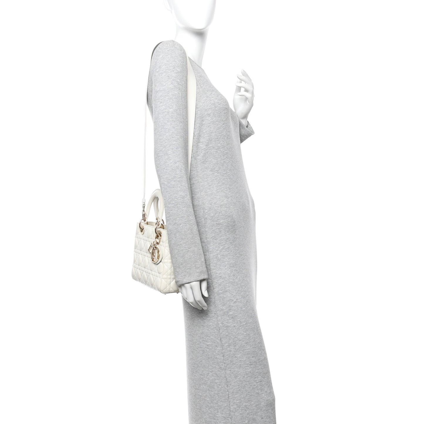 Lambskin Cannage Small My ABCDior Lady Dior White