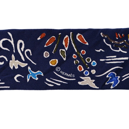 Hermes Silk Les Cles A Pois Twilly Marine Gris Argent 3 of 4