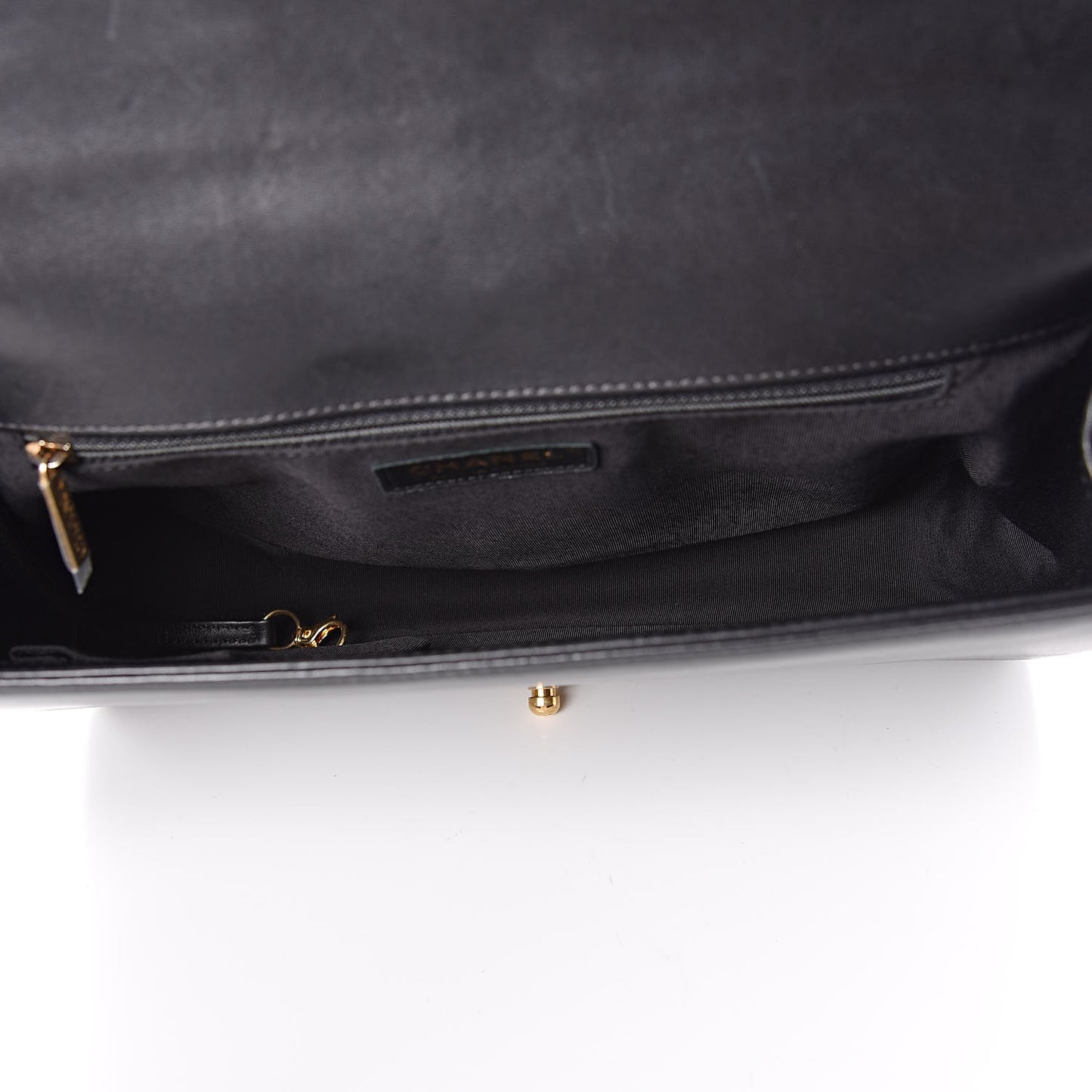 Lambskin Quilted Large Boy Flap Black