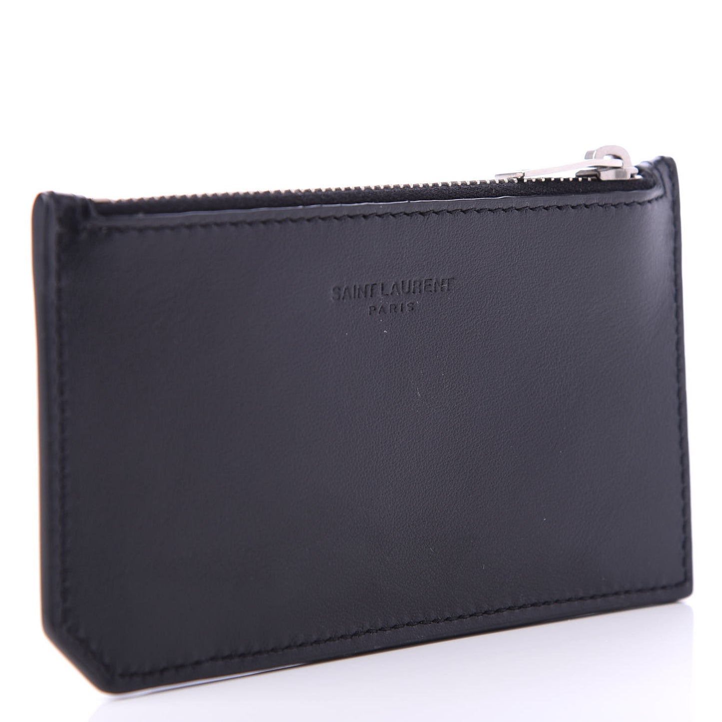 Calfskin Smoking Forever Patch Fragments Zip Pouch Card Holder Black
