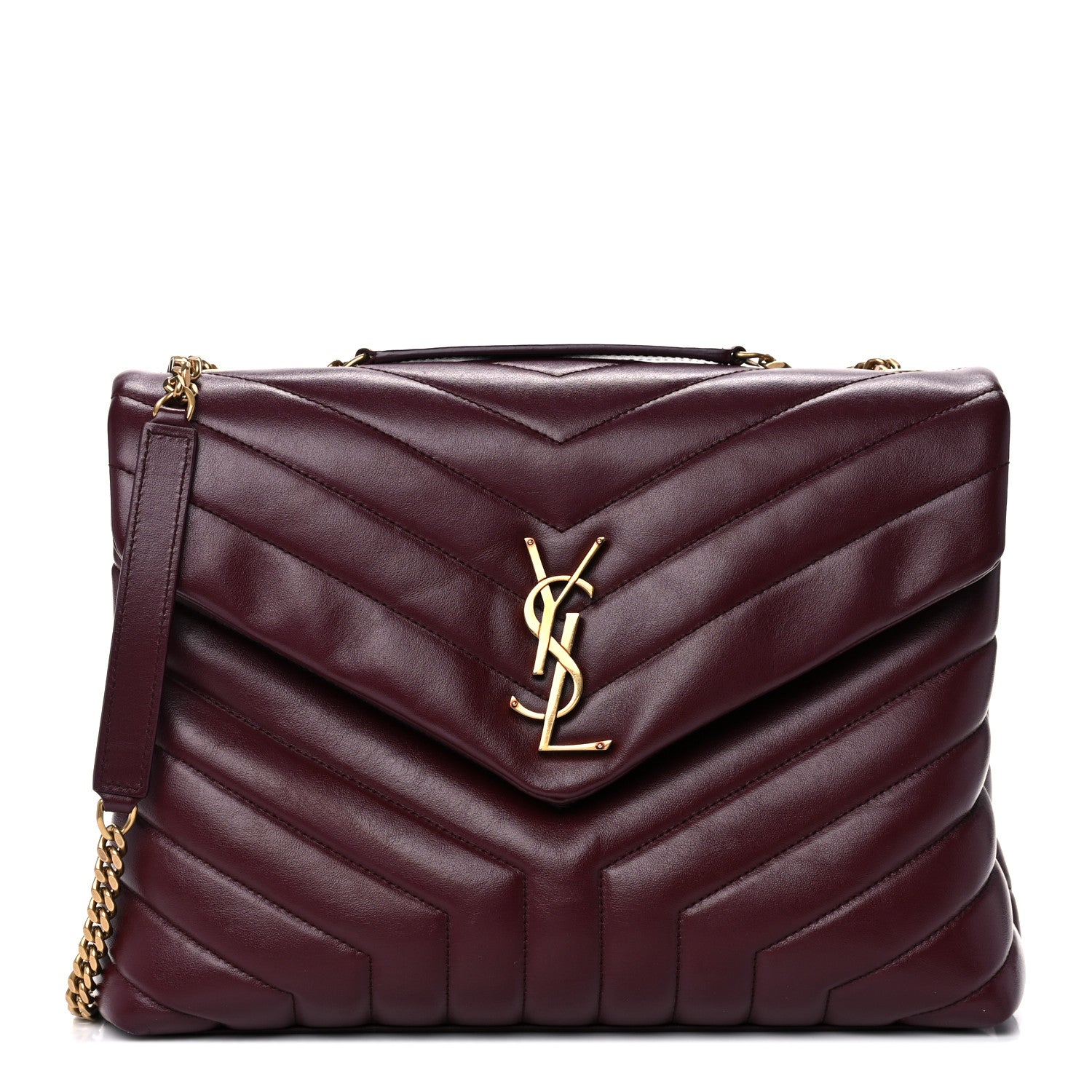 Saint Laurent Calfskin Y Quilted Monogram Medium Loulou Chain Satchel Palissandre 1 of 14