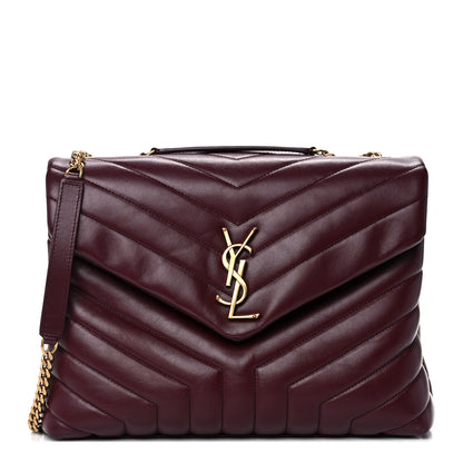 Saint Laurent Calfskin Y Quilted Monogram Medium Loulou Chain Satchel Palissandre 1 of 14