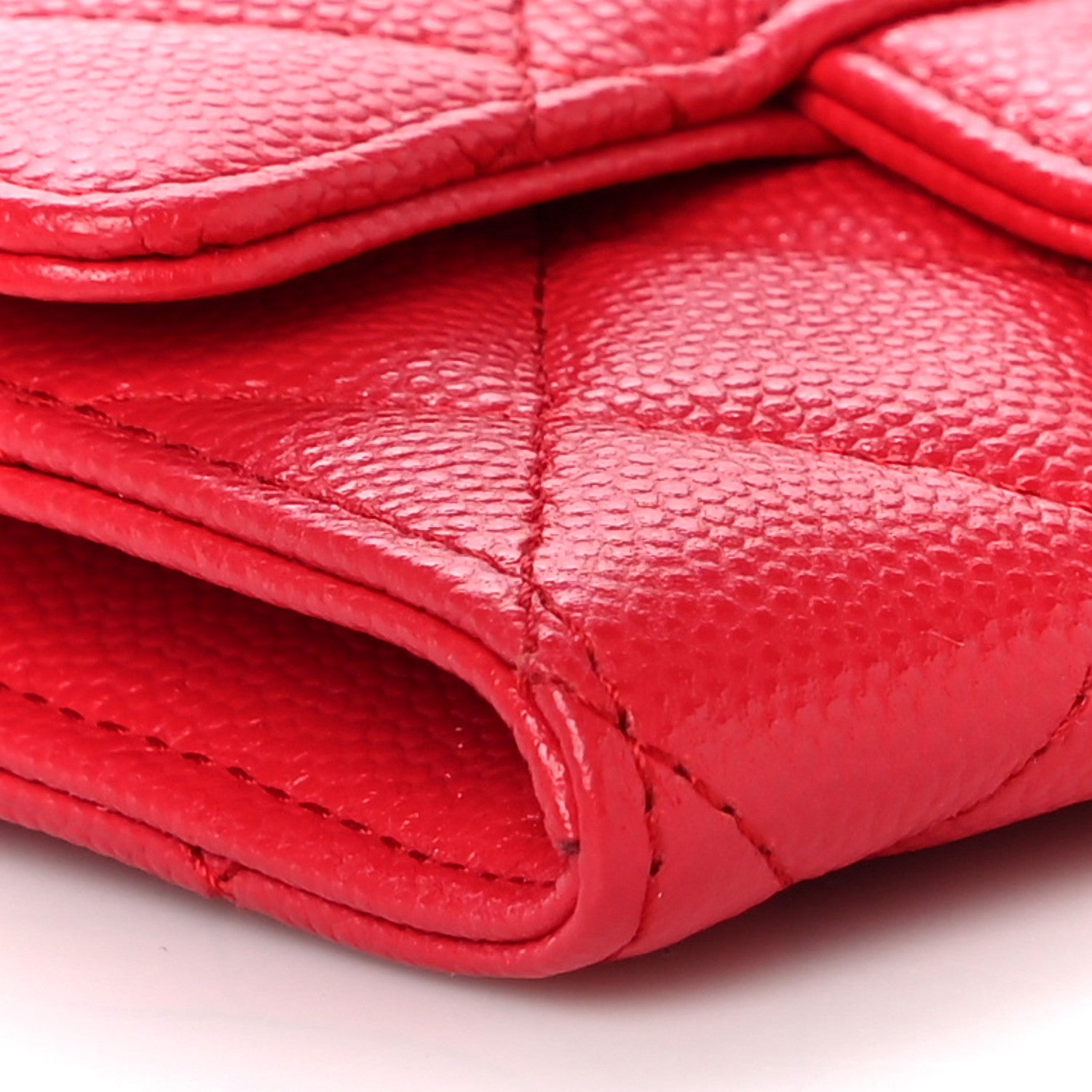 Chanel Caviar Quilted Flap Card Holder Wallet Red 10 of 12