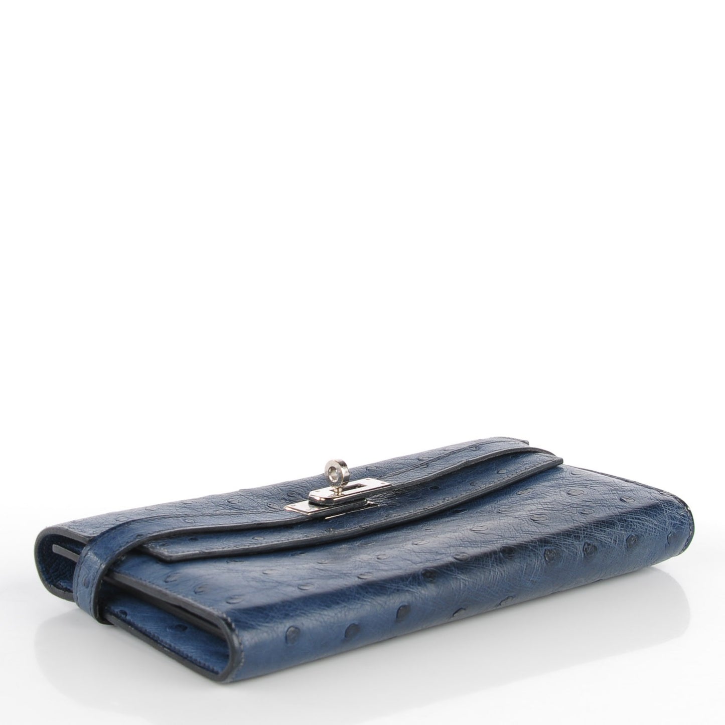 Ostrich Kelly Longue Wallet Bleu Roi