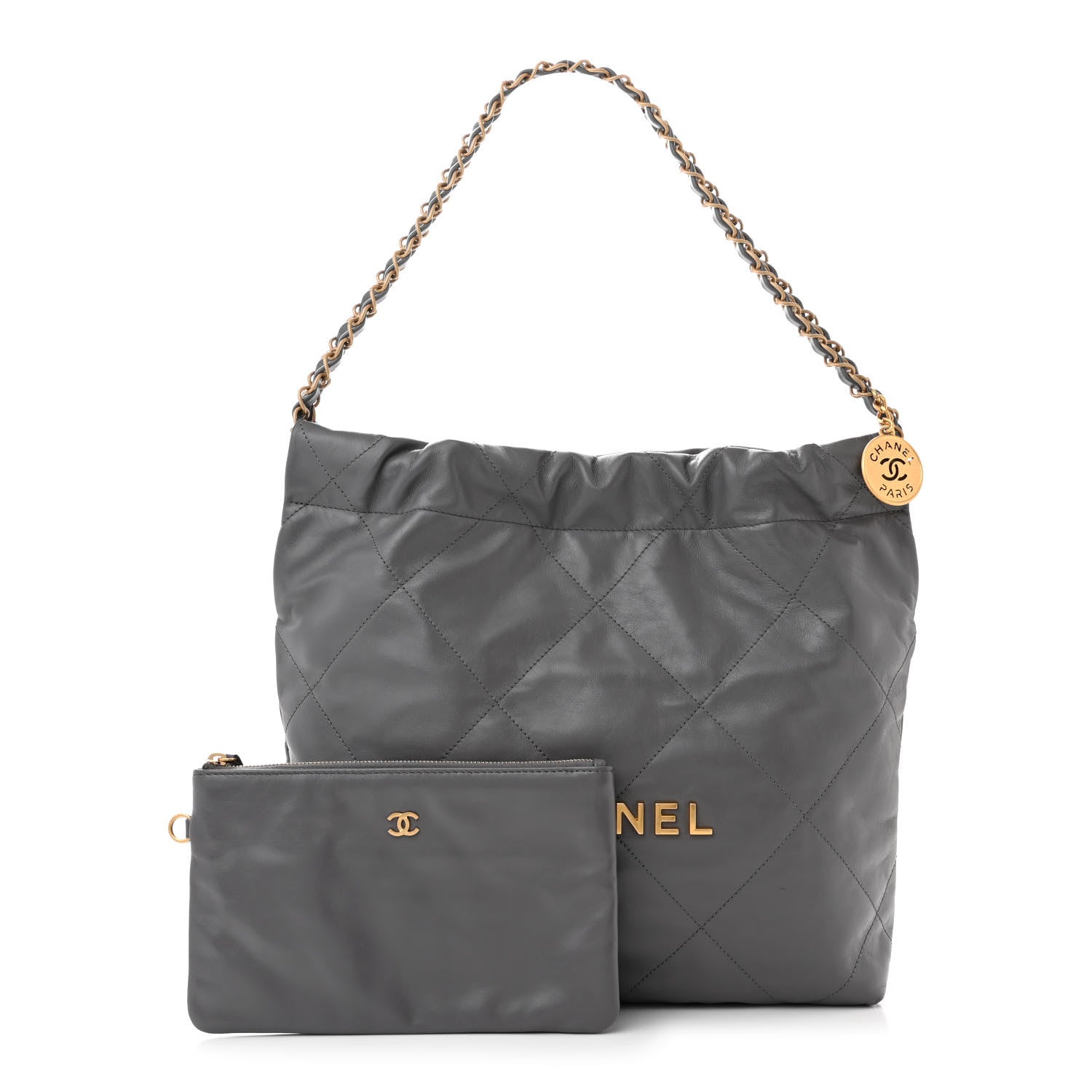 Chanel Shiny Calfskin Quilted Small Chanel 22 Grey 3 of 11