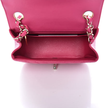 Chanel Lambskin Chevron Quilted Mini Square Flap Fuchsia 5 of 10