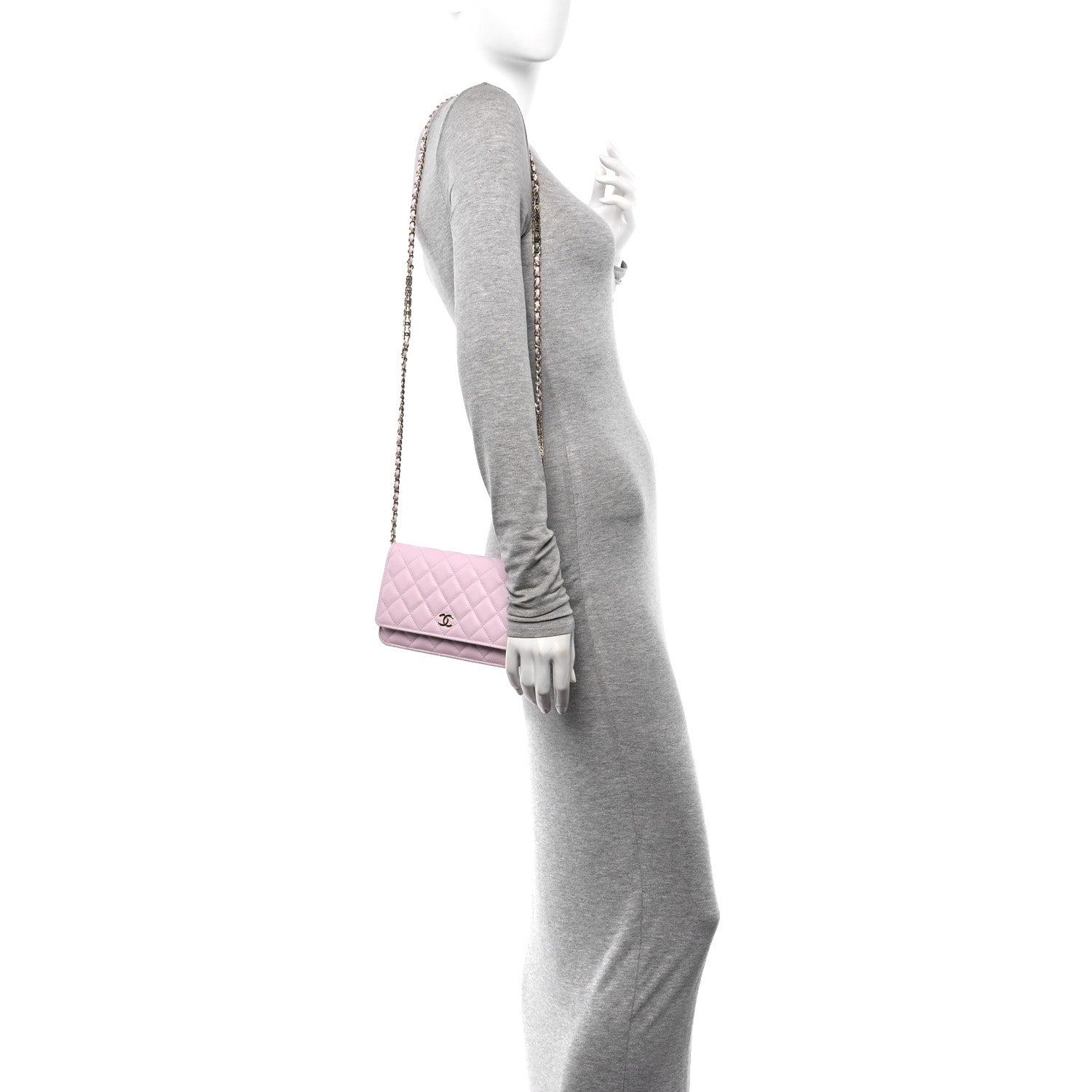 Chanel Caviar Quilted Tiny CC Wallet On Chain WOC Light Pink 2 of 11