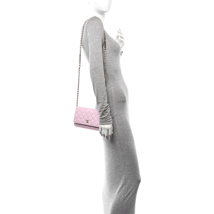 Chanel Caviar Quilted Tiny CC Wallet On Chain WOC Light Pink 2 of 11
