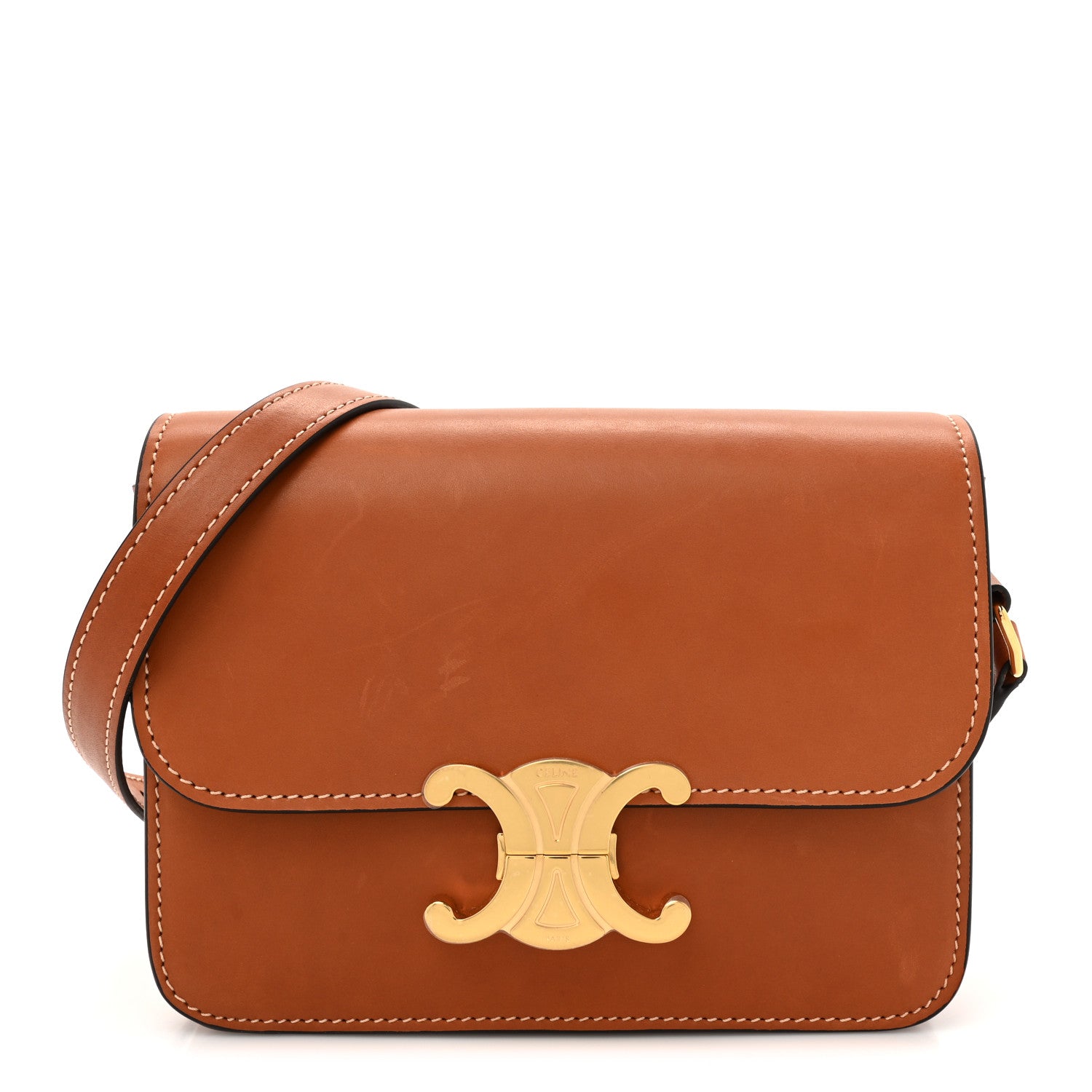 Celine Shiny Calfskin Teen Triomphe Tan 1 of 13
