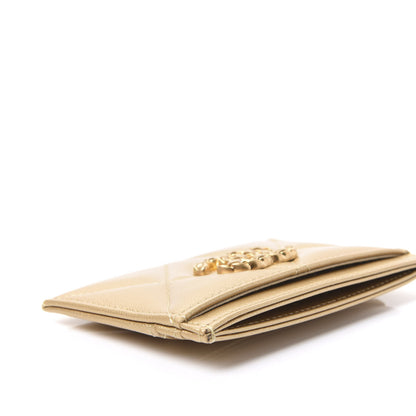 Chanel Metallic Goatskin Quilted Chanel 19 Card Holder Gold 7 of 12