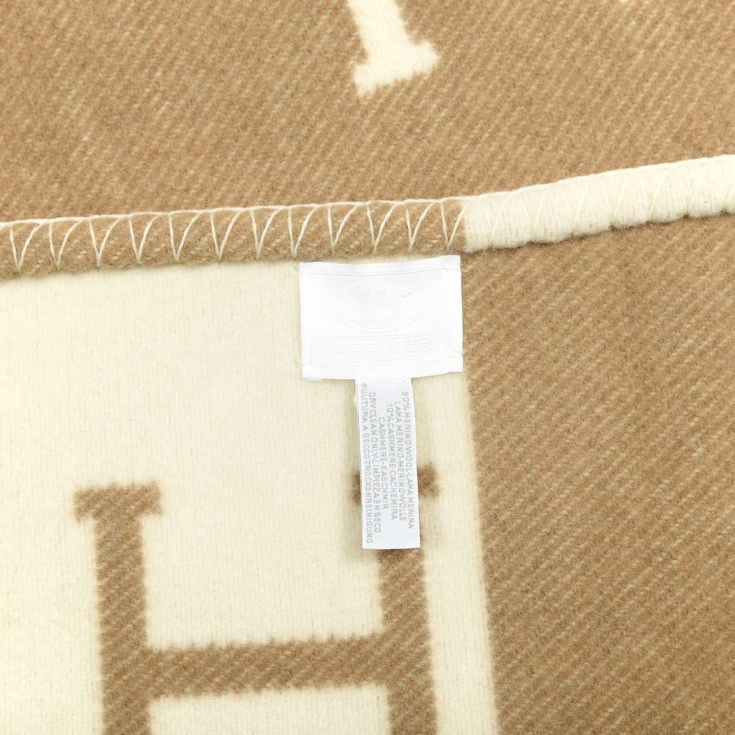 Wool Cashmere Avalon Baby Blanket Noisette Moyen White