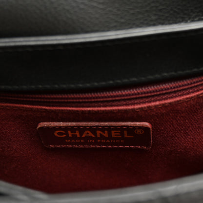 Chanel Calfskin Quilted Side Chain Compartment Flap Black 6 of 10