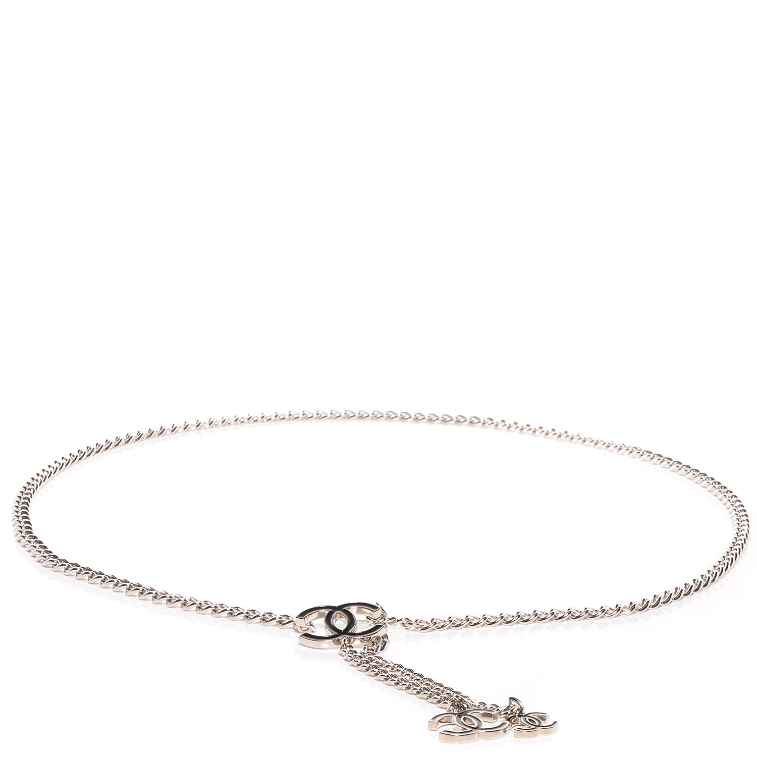 Chanel Enamel CC Ceinture Fantai Adjustable Belt Silver Black 1 of 5