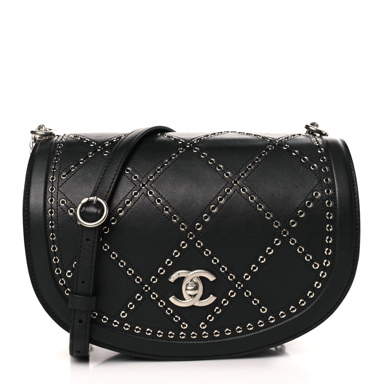 Chanel Calfskin Coco Eyelets Small Flap Bag Black 1 of 9