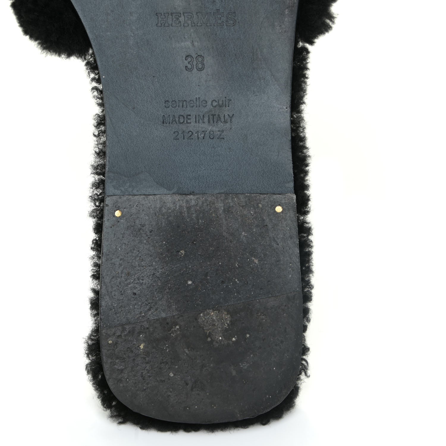 Hermes Woolskin Oran Sandals 38 Black 8 of 14