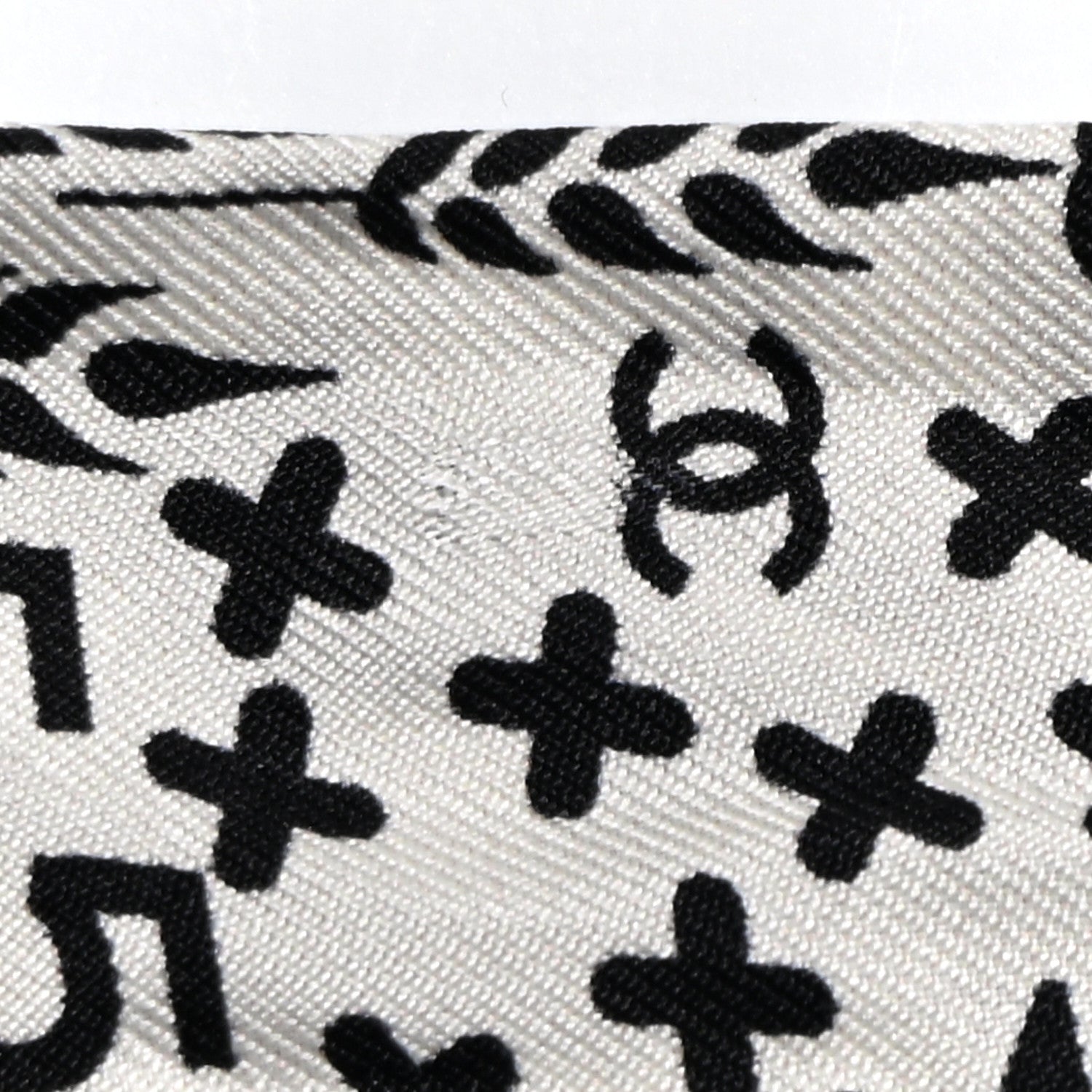 Chanel Silk CC Slim Bandeau Scarf Black Ecru 5 of 10