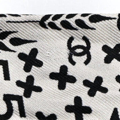 Chanel Silk CC Slim Bandeau Scarf Black Ecru 5 of 10