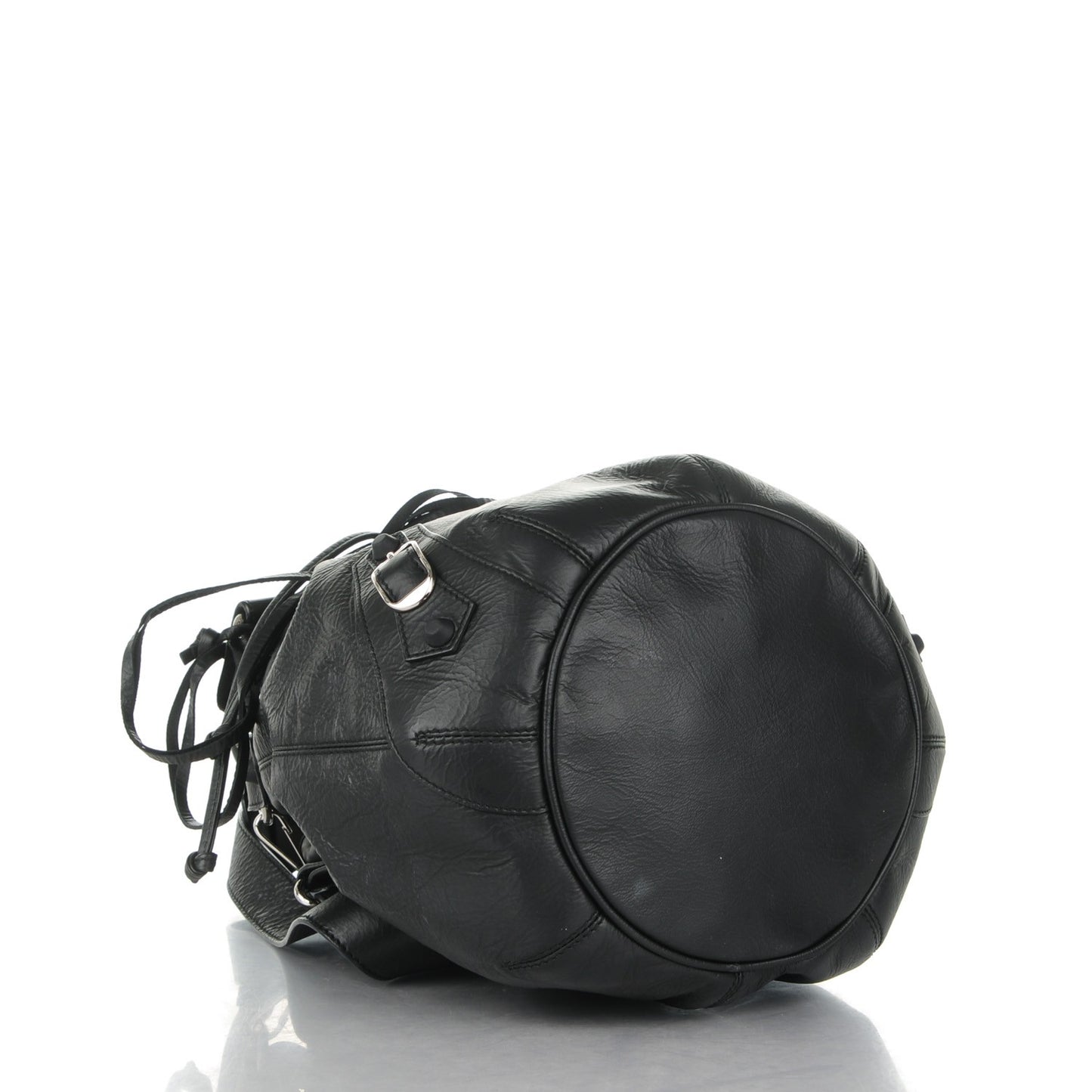 Matte Goatskin Rubber Covered Classic Hardware Mini Pompon Black