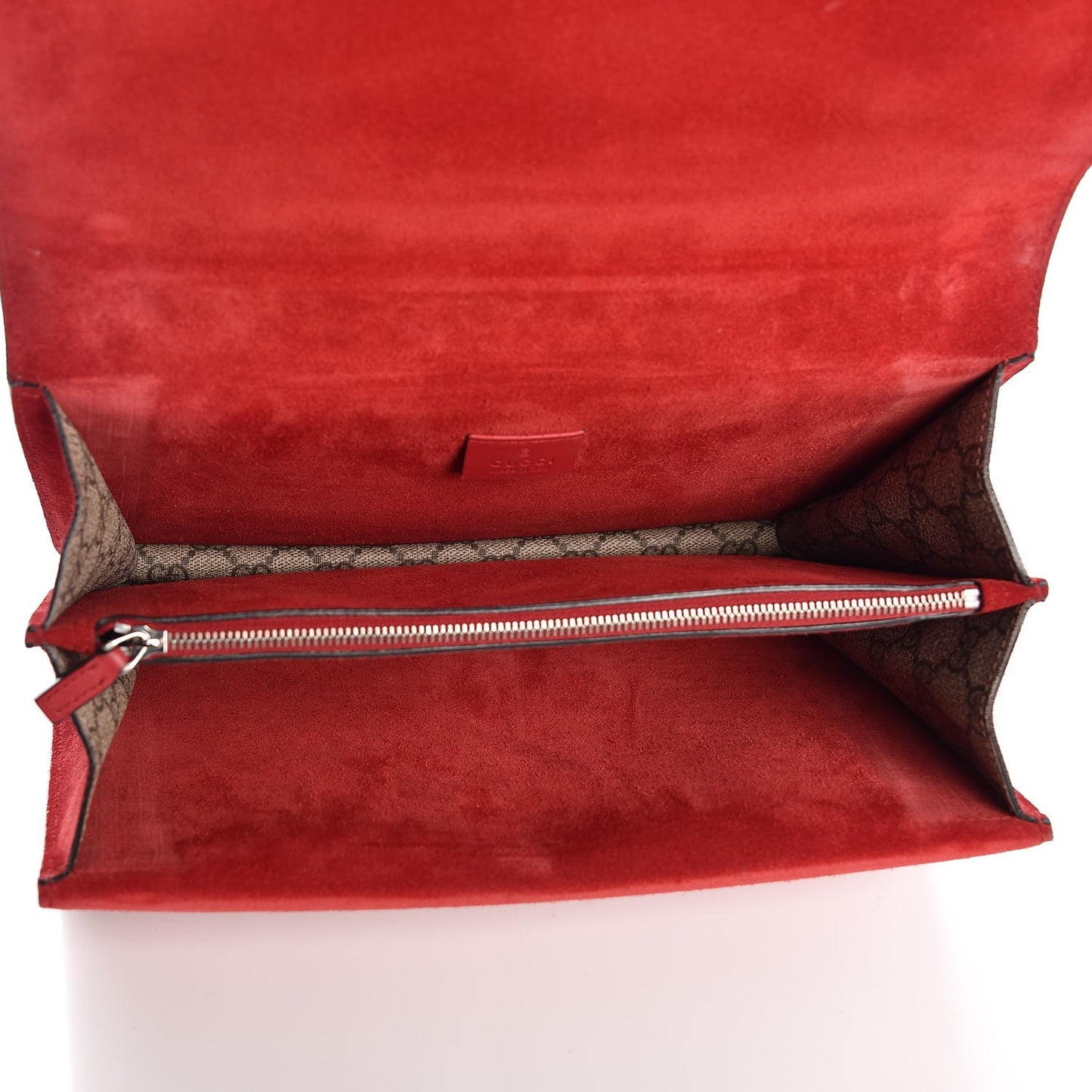 GG Supreme Monogram Suede Cudu Medium Dionysus Shoulder Bag Beige Ebony Vulcanic Red