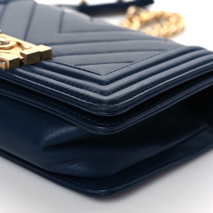 Chanel Calfskin Chevron Quilted Small Boy Flap Navy 5 of 10