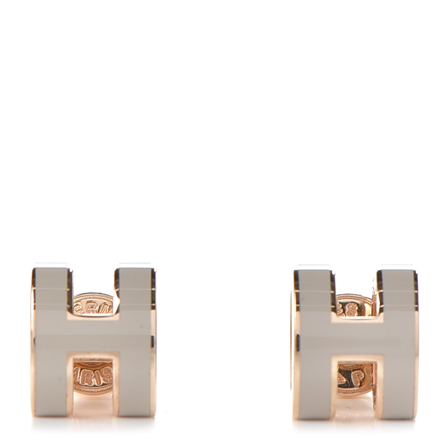 Hermes Rose Gold Lacquered Pop H Earrings Marron Glace 1 of 4